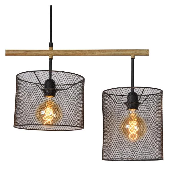 Lucide BASKETT - Hanglamp - 4xE27 - Zwart - detail 3